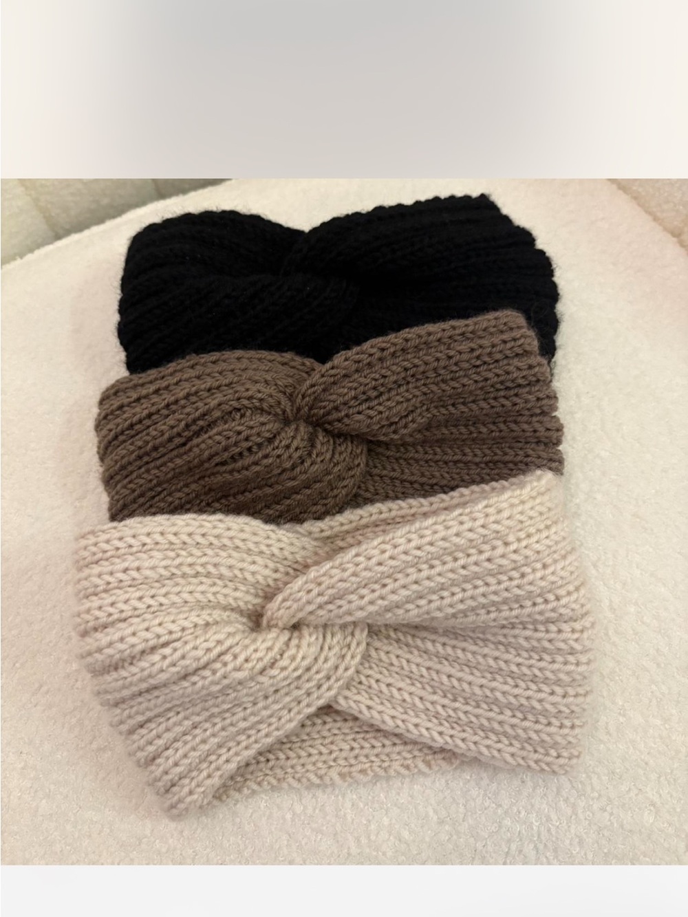 Knit Twist Headband - Black, Taupe, Cream